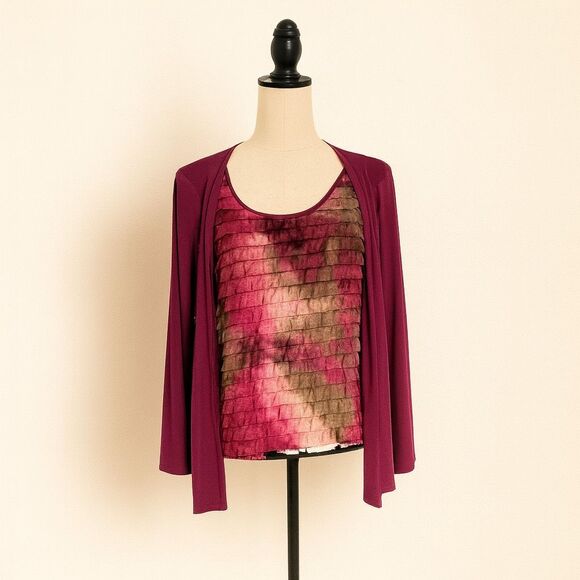 Notations Women’s Size M Ruffle Front Draped Blouse Multicolor Shimmer Top with - Picture 1 of 4